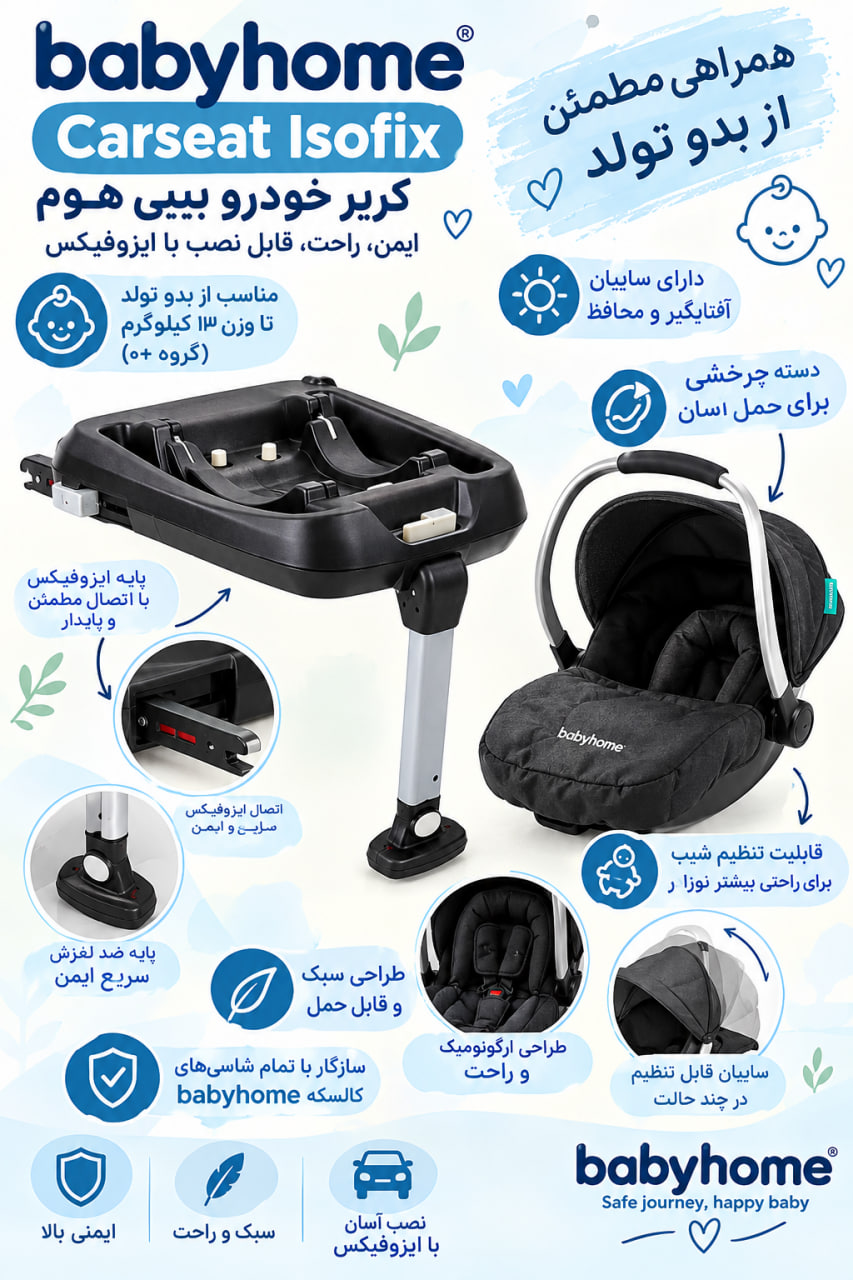 3 کریر بیبی هوم مدل بیس دار babyhome - Image 1