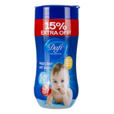 دستمال مرطوب پاک کننده کودک دافی مناسب التهاب و سوختگی 50 عدد Dafi