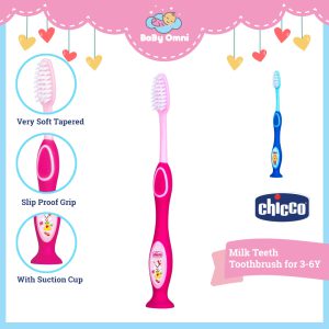 مسواک طرح خرگوش صورتی و زرافه بنفش چیکو Chicco