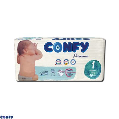 پوشک نوزاد کانفی ۴۰ عددی سایز ۱ مدل پریمیوم confy