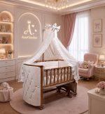 گهواره چوبی مدل لمسه ابعداد 70*120 برند آذرچوبین AzarChoobin