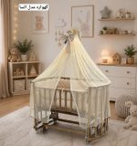 گهواره چوبی مدل السا ابعداد 70*120 برند آذرچوبین AzarChoobin