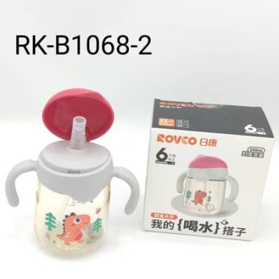 لیوان آبمیوه خوری نی دار  250 میل رووکو صورتی Rovco  کد  B1068-2