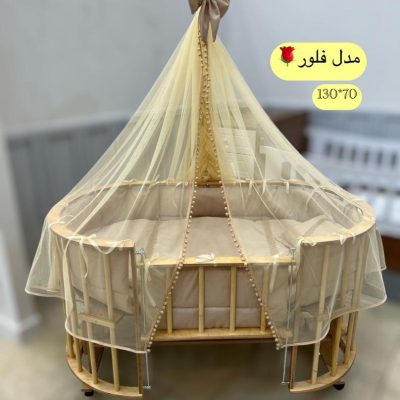 گهواره چوبی برند ماتاکیدز Mata kids مدل فلور (130*70)