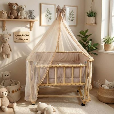 گهواره چوبی برند ماتاکیدز Mata kids مدل پارمیس (90*50)