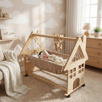 گهواره چوبی برند ماتاکیدز Mata kids مدل کلبه