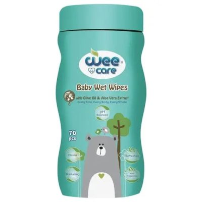 دستمال مرطوب کودک سلیندری حاوی روغن زیتون وی کر بسته 72 عددی WEE CARE