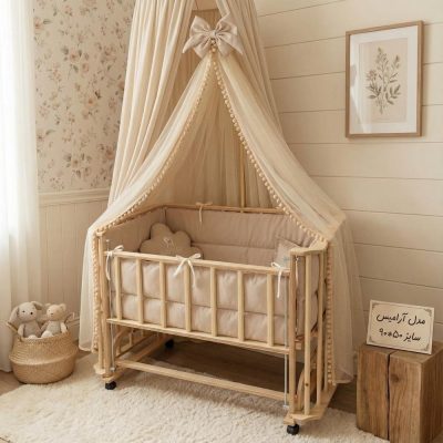 گهواره چوبی برند ماتاکیدز Mata kids مدل آرامیس (130*70)