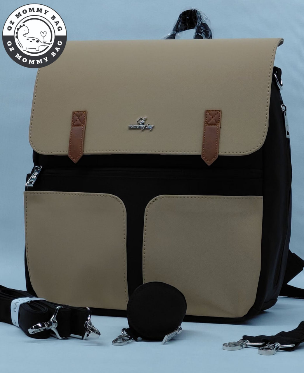 کرم مشکی ساک لوازم کوله ای وینر برند گيو ضد مامي بگ QZ_MOMMY_BAG - Image 1