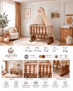 تخت و گهواره اسکلت قهوه ای خود رنگ طرح تدی اقتصادی دانی نی Danini - Image 3